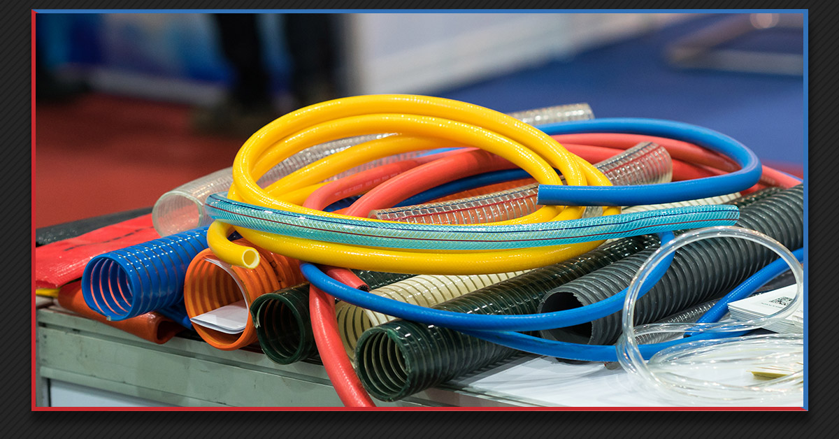 An array of different colored, flexible tubing. 
