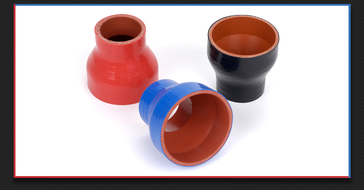 Red, blue, and black silicone parts.